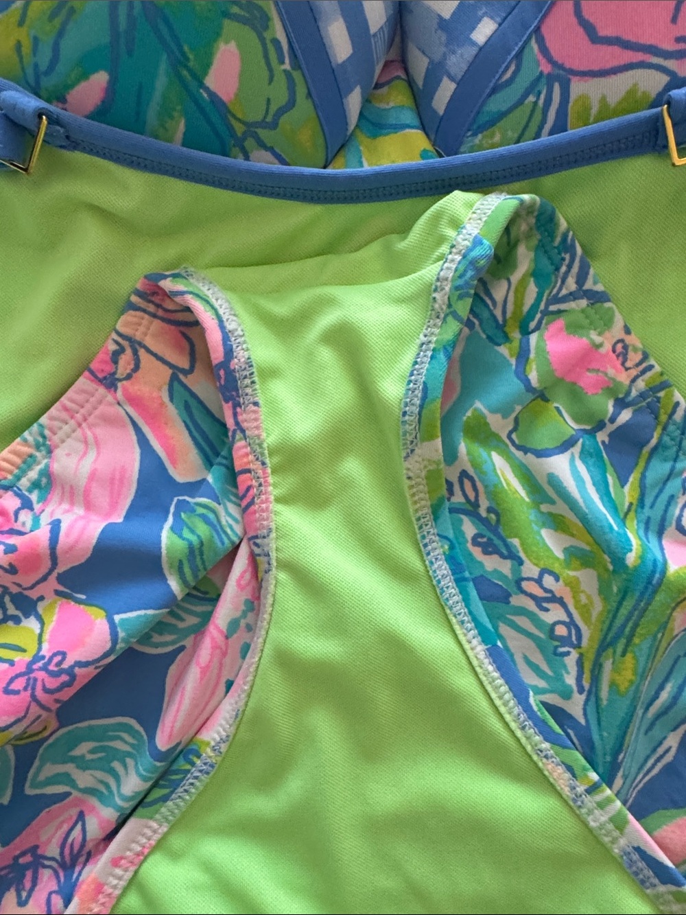 Lilly Pulitzer Bright Floral One-Piece Swimsuit in Pink, Blue, Green - Picture 4 of 4